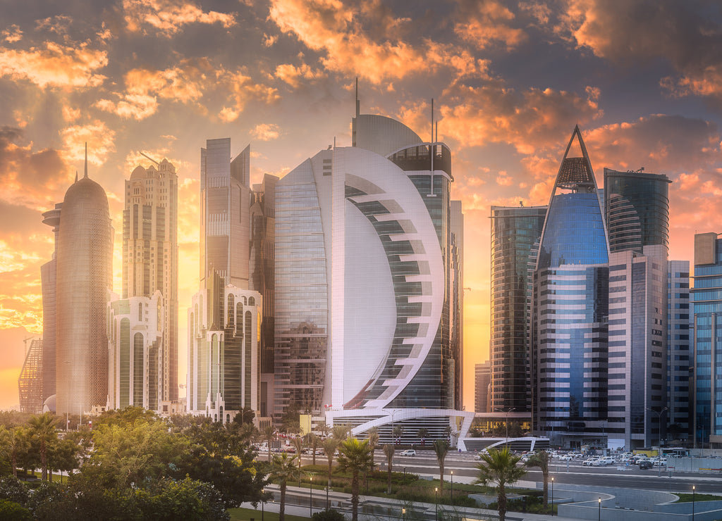 Skyline of West Bay and Doha City Center, Qatar