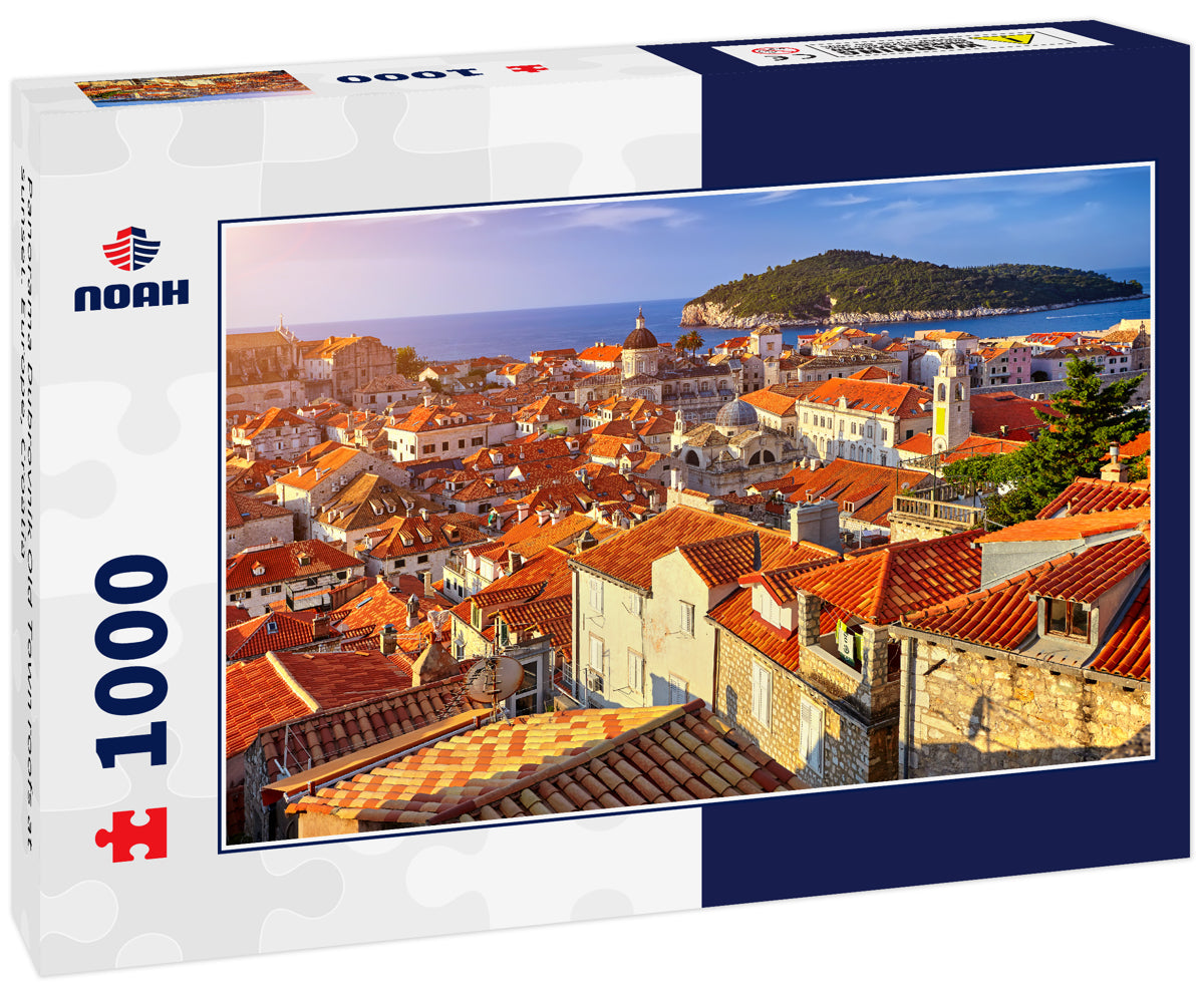 Panorama Dubrovnik Old Town roofs at sunset. Europe, Croatia