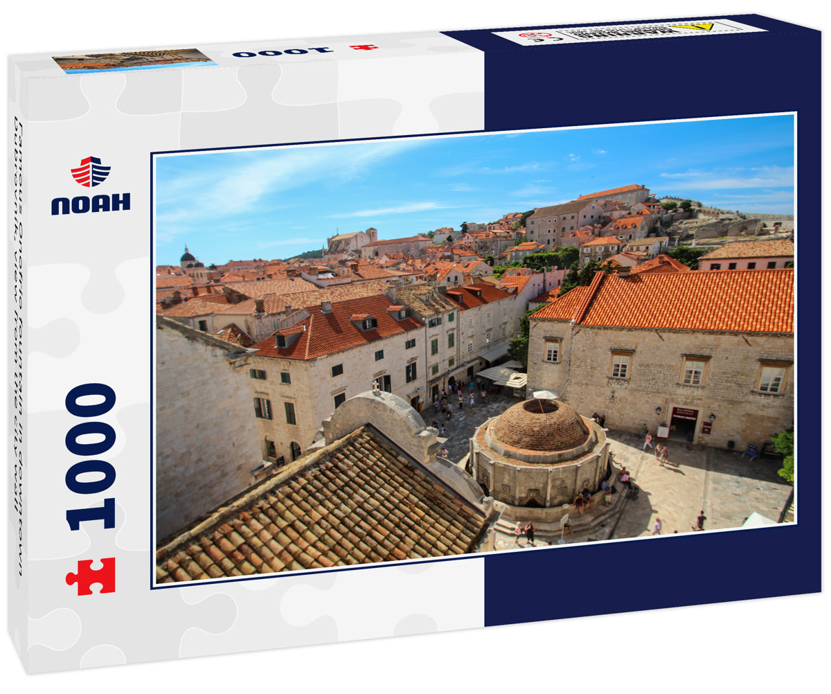 Famous Onofrio fountain in downtown Dubrovnik, view from the city wall