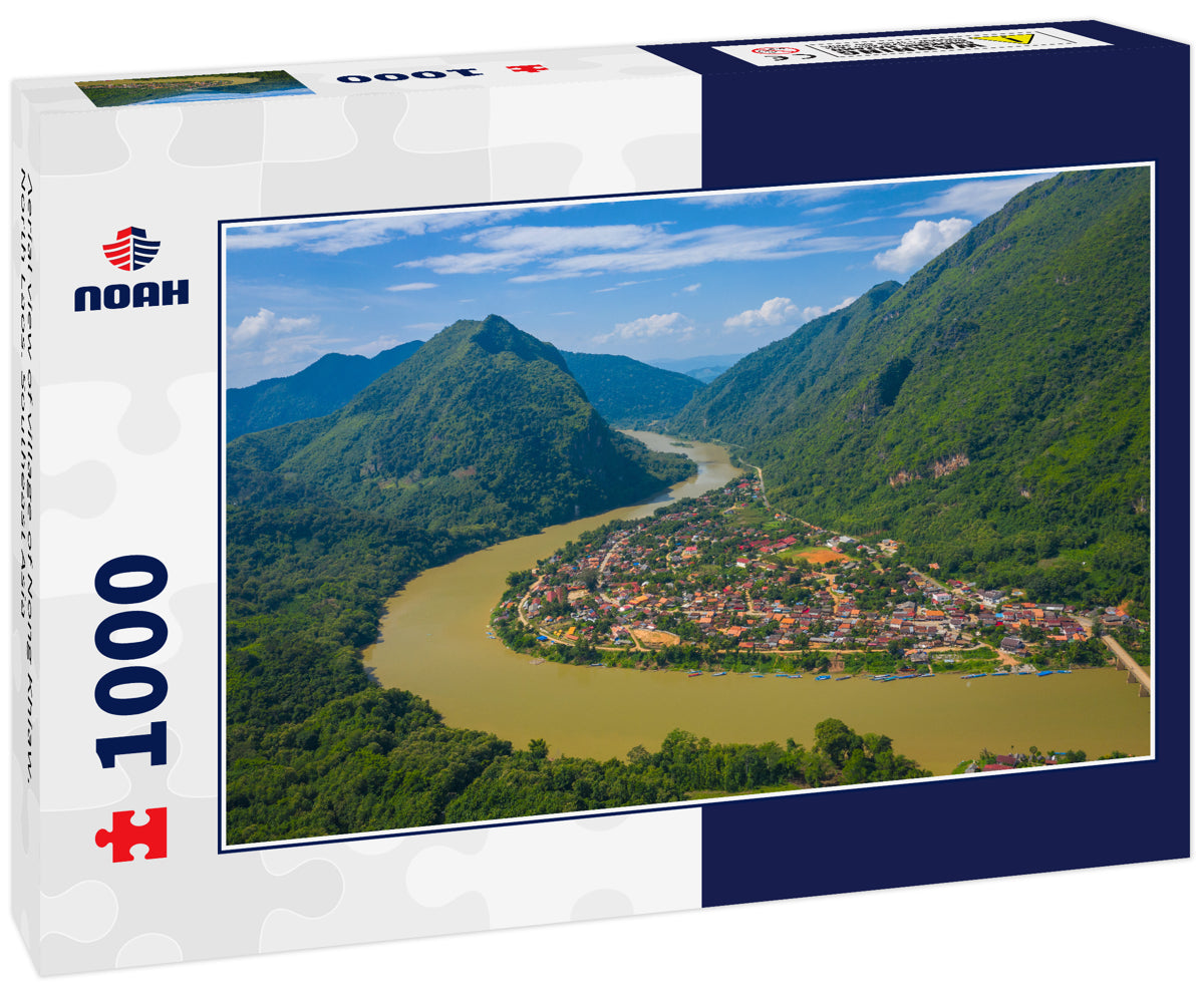 Aerial view of village of Nong Khiaw. North Laos. Southeast Asia