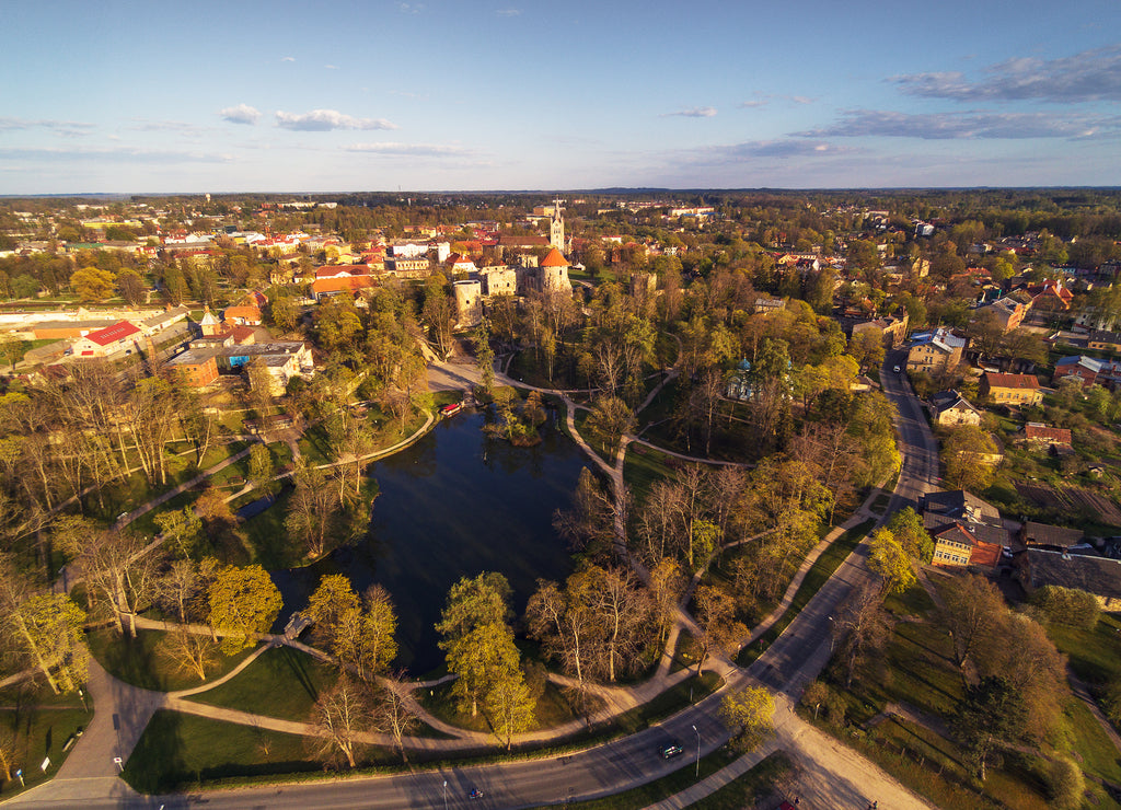 Cesis city in evening light, Latvia