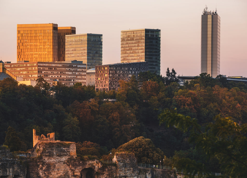 Wonderful view over the old and the modern city of Luxembourg