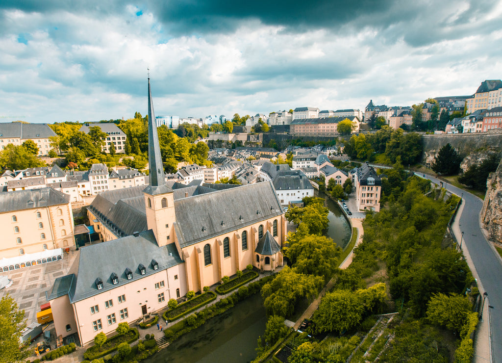 panoramic view of the city of Luxembourg, on a cloudy day