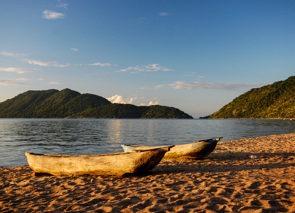 Canoes on Lake Malawi