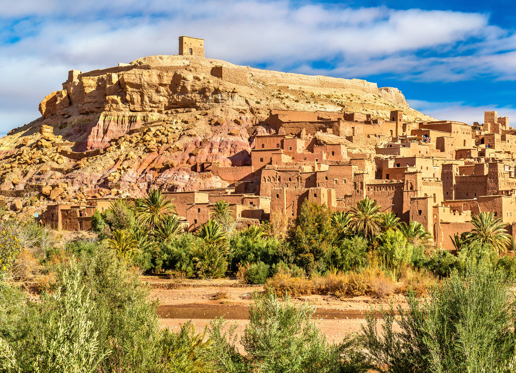 Panoramic view of Ait Benhaddou, a UNESCO world heritage site in Morocco