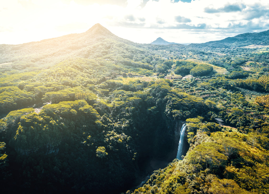 Aerial view of Chamarel Waterfall on Mauritius