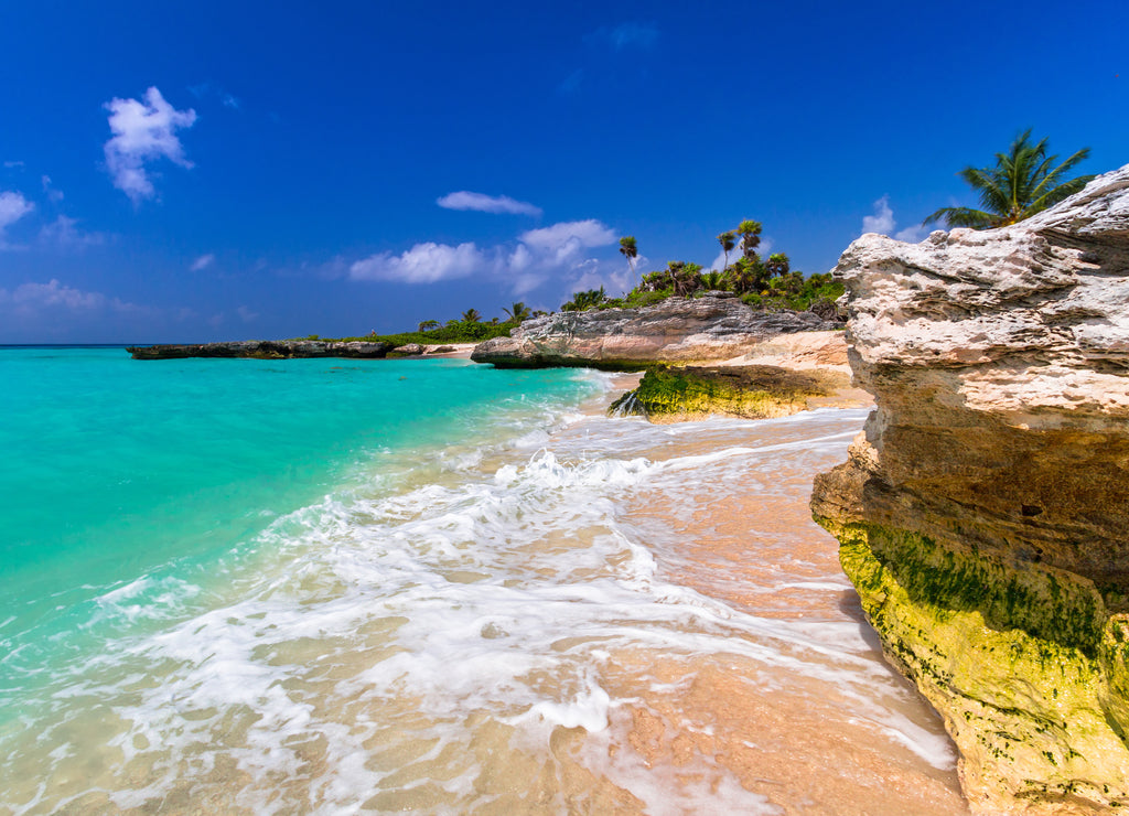 Beach at Caribbean sea in Playa del Carmen, Mexico