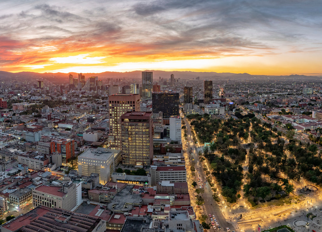 Mexico city aerial view panorama