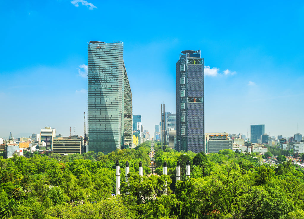 Skyline of Mexico City and Chapultepec Park