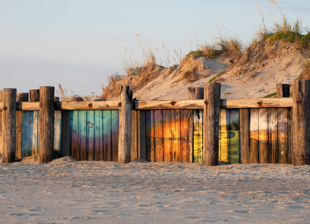 retaining wall at Folly Beach, South Carolina