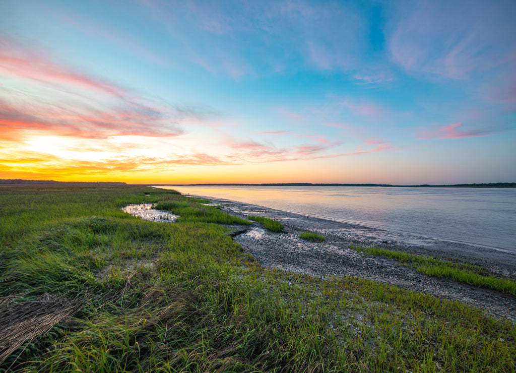 Sunset by the broad river South Carolina