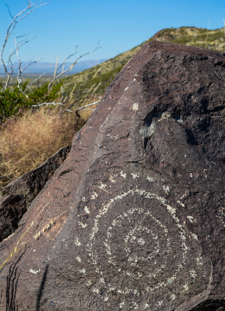 USA, New Mexico, Three Rivers Petroglyph Site. Petroglyph etching on rock