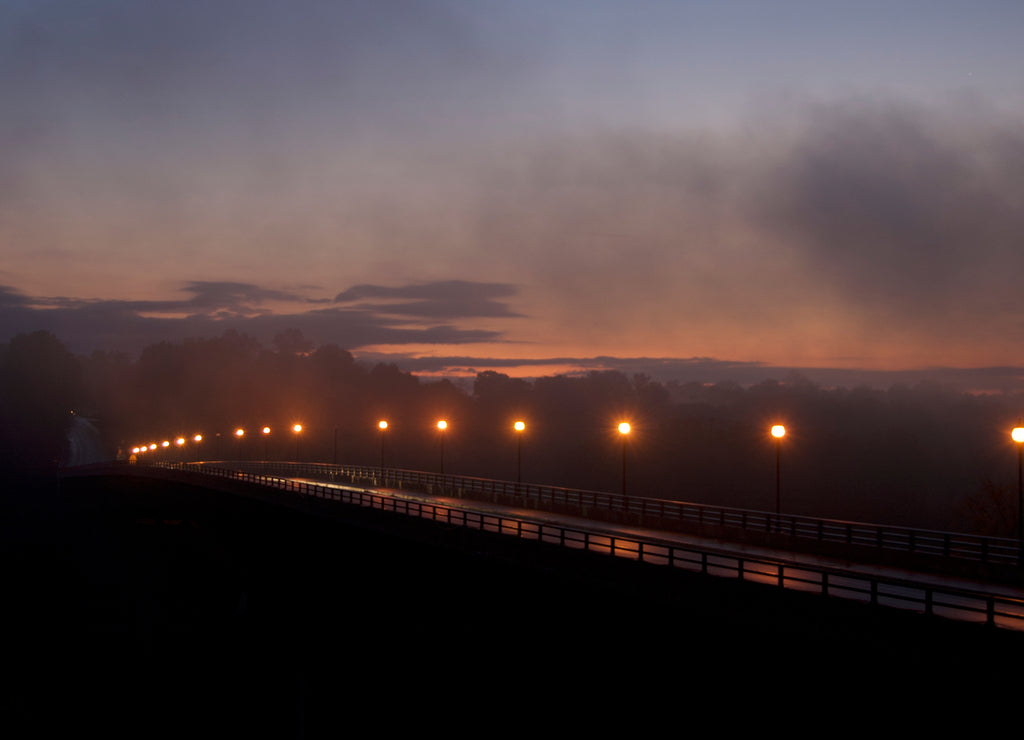 Rural bridge in West Virginia at sunset