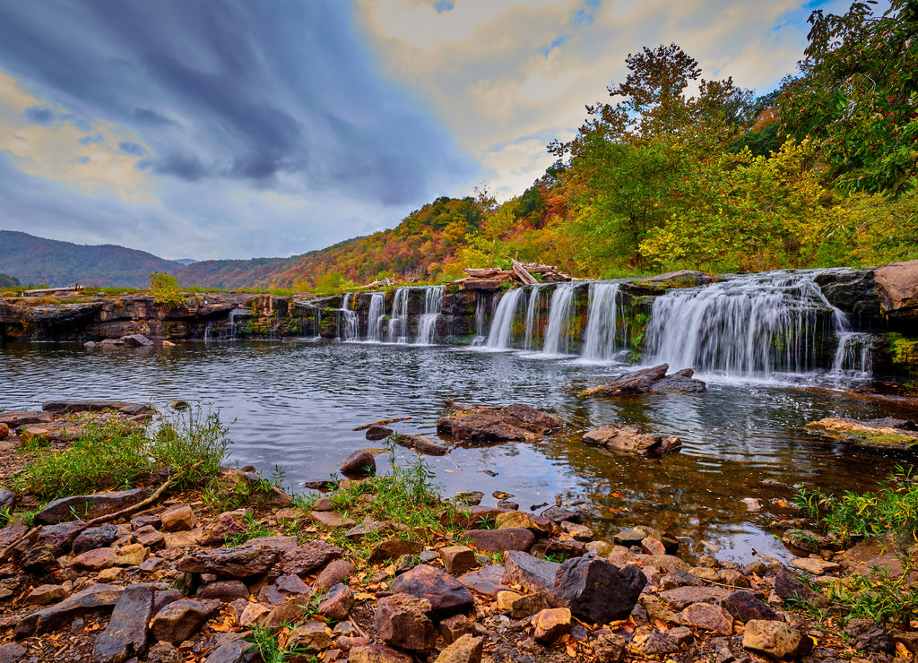 Sandstone Falls in West Virginia with fall colors