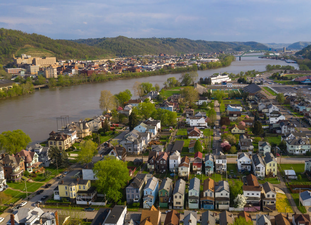 The Ohio River cuts Through Wheeling West Virginia Bridgeport Ohio
