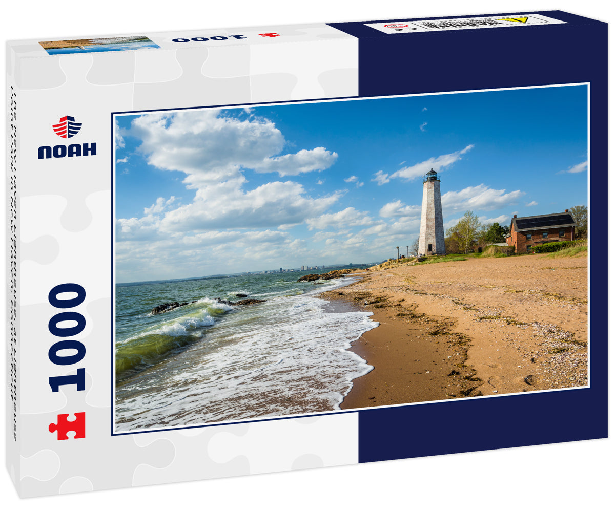 The New Haven Lighthouse, at Lighthouse Point Park in New Haven, Connecticut