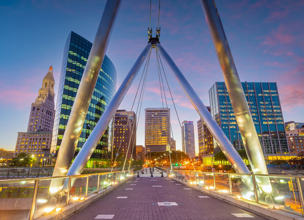Skyline of downtown Hartford city, cityscape in Connecticut, USA