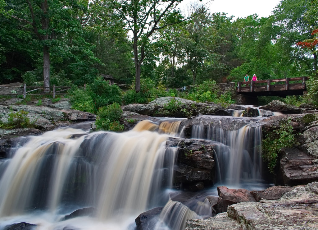 Scenic view of a waterfall in Devil's Hopyard State Park in East Haddam, Connecticut