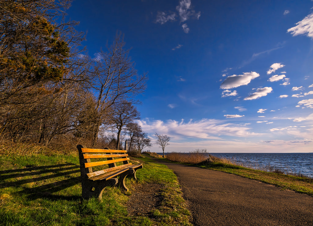 Relaxing at Lighthouse Point Park in New Haven, Connecticut, USA
