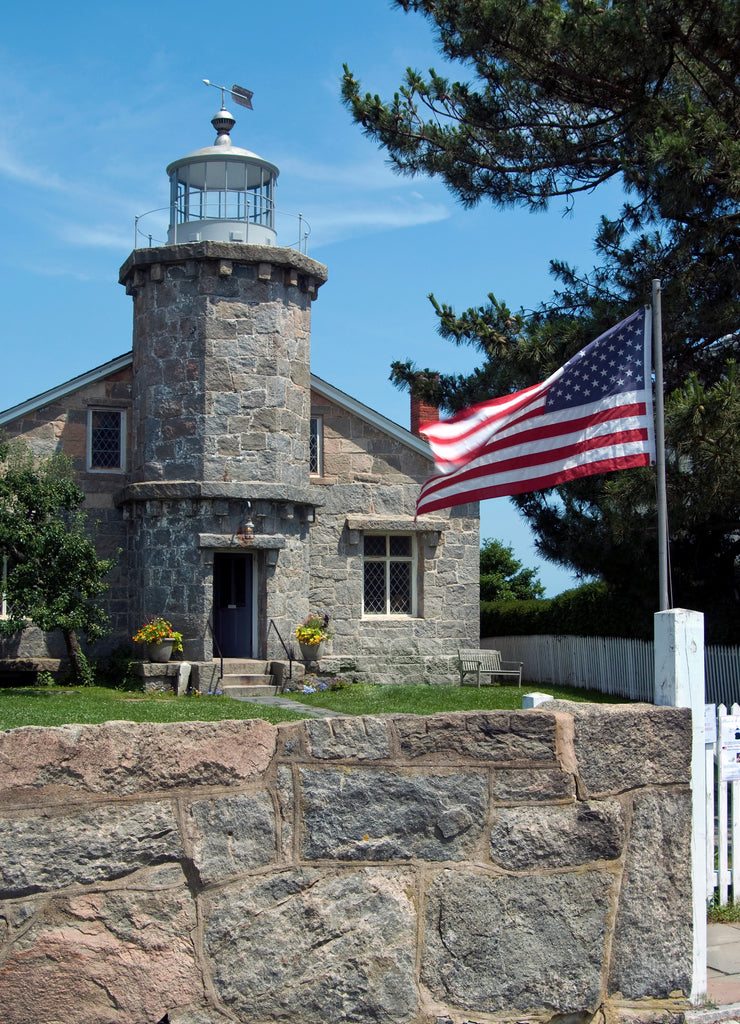 Stonington Harbor Lighthouse was built of stone and currently is used as the Stonington Library in Connecticut