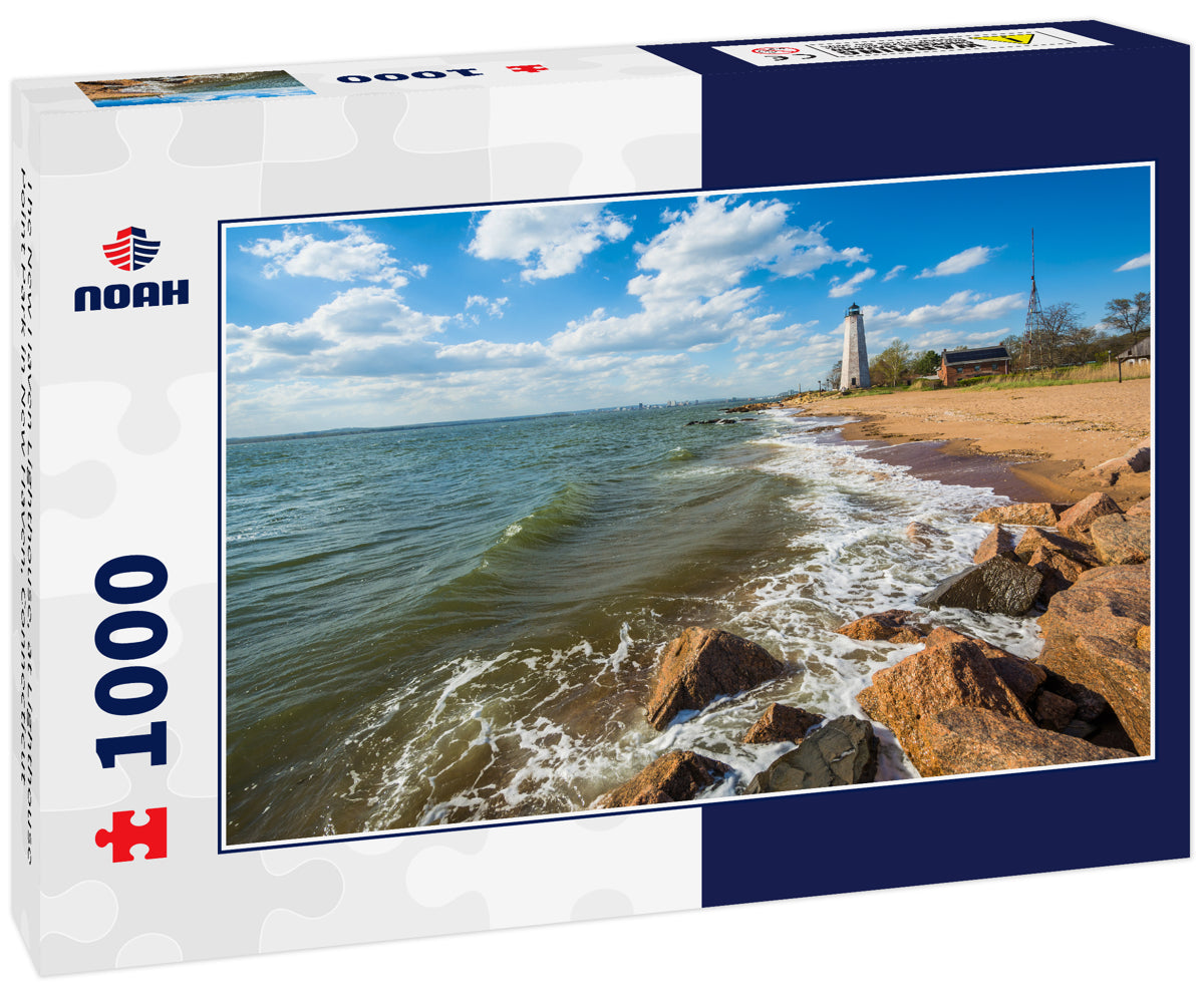 The New Haven Lighthouse, at Lighthouse Point Park in New Haven, Connecticut