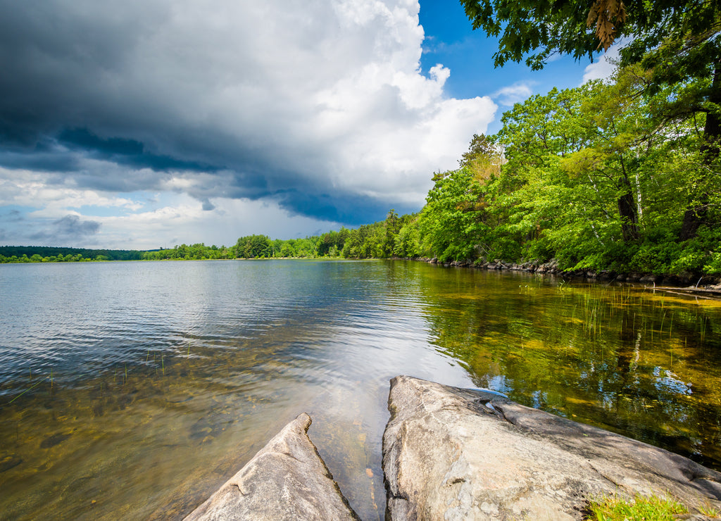 Rocks on the shore of Massabesic Lake, in Auburn, New Hampshire