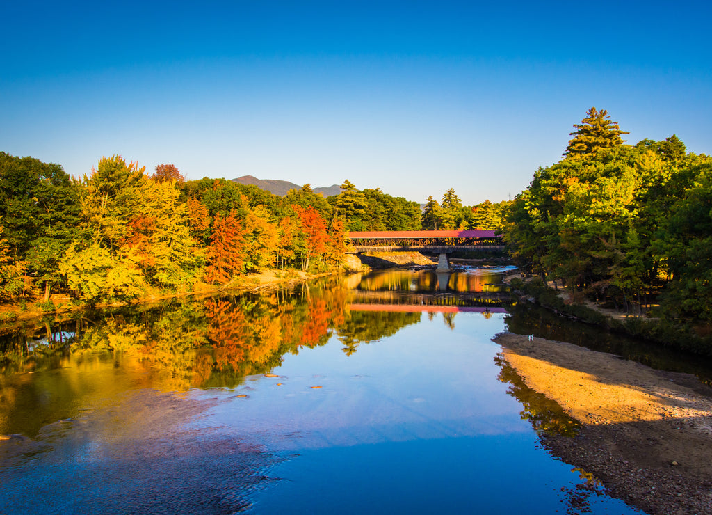 The Saco River Covered Bridge in Conway, New Hampshire