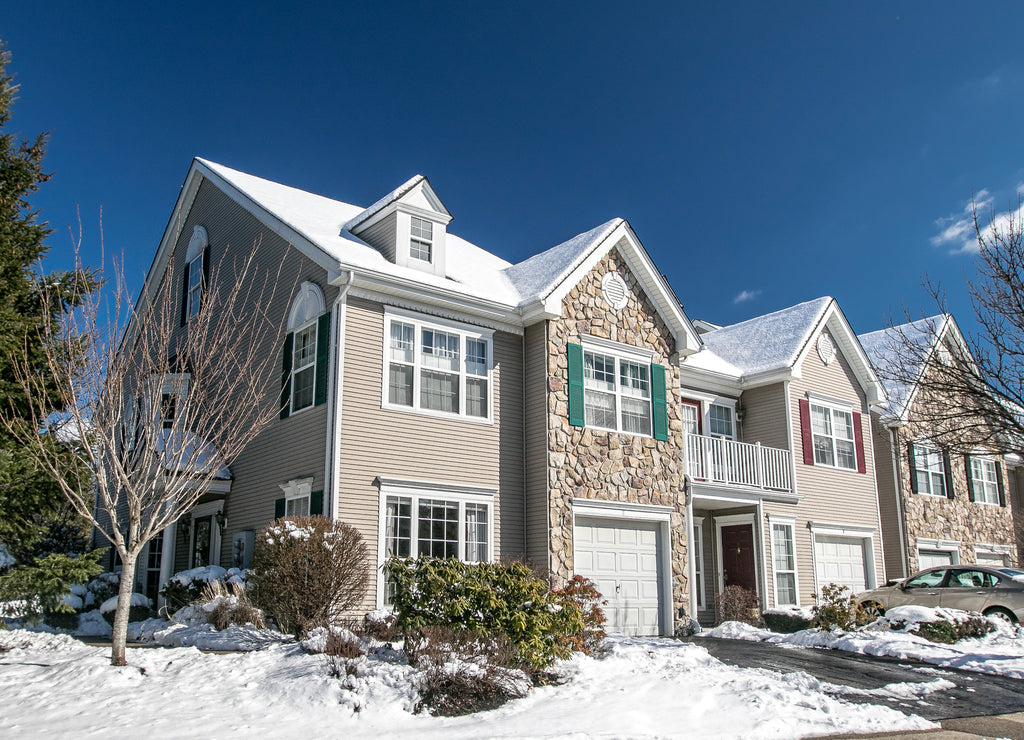 Townhouses in a suburban development in New Jersey after a recent snowfall
