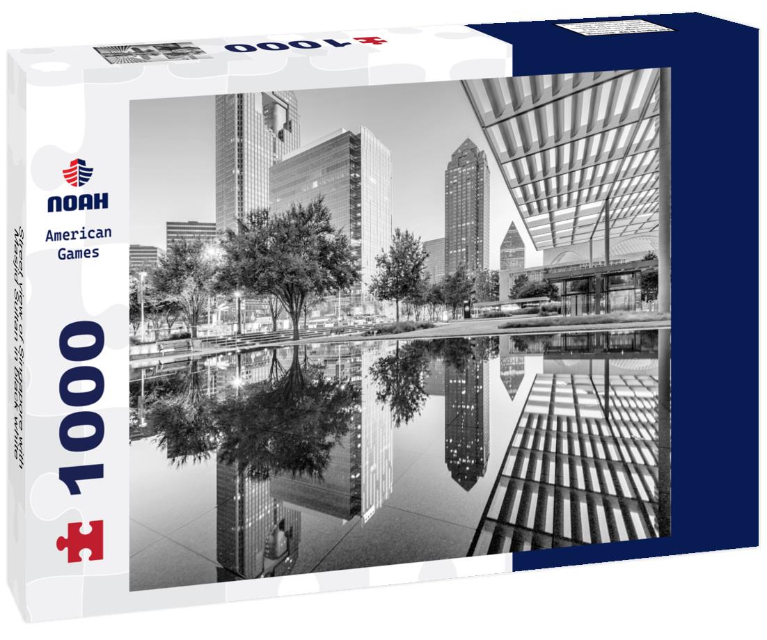 Noah Jigsaw Puzzle Street view of Singapore with Masjid Sultan in black white 1000 pieces