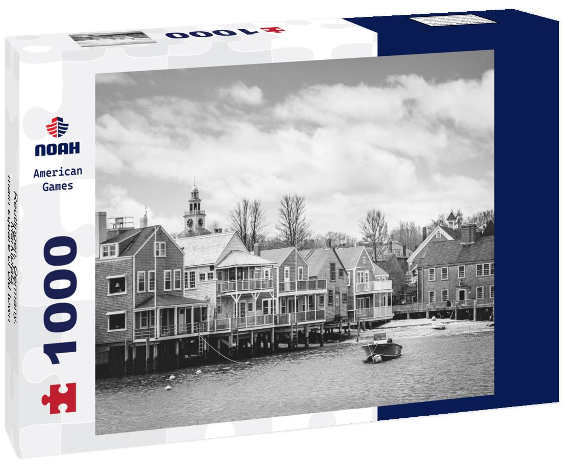 Noah Jigsaw Puzzle Reutlingen, Germany. Marktplatz - main square of old town at dusk in black white 1000 pieces