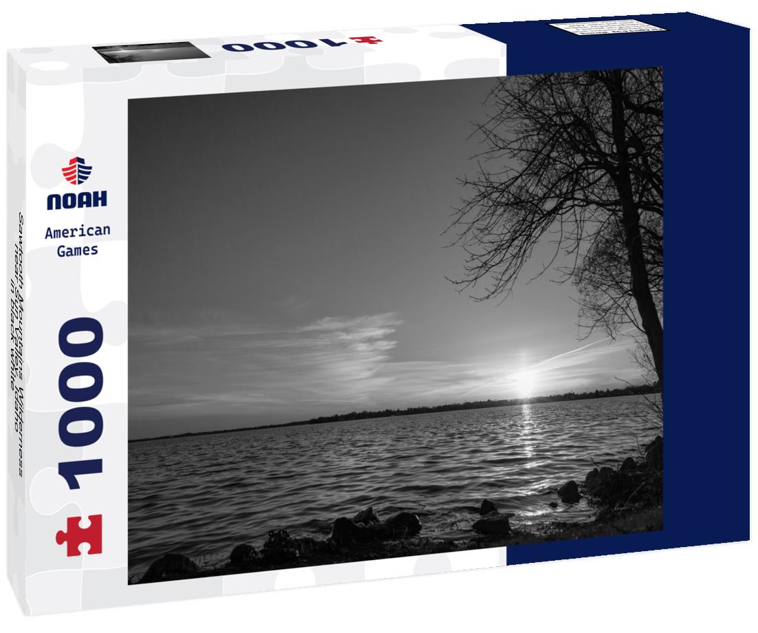 Noah Jigsaw Puzzle Sawtooth Mountains Wilderness near Sun Valley, Idaho in black white 1000 pieces