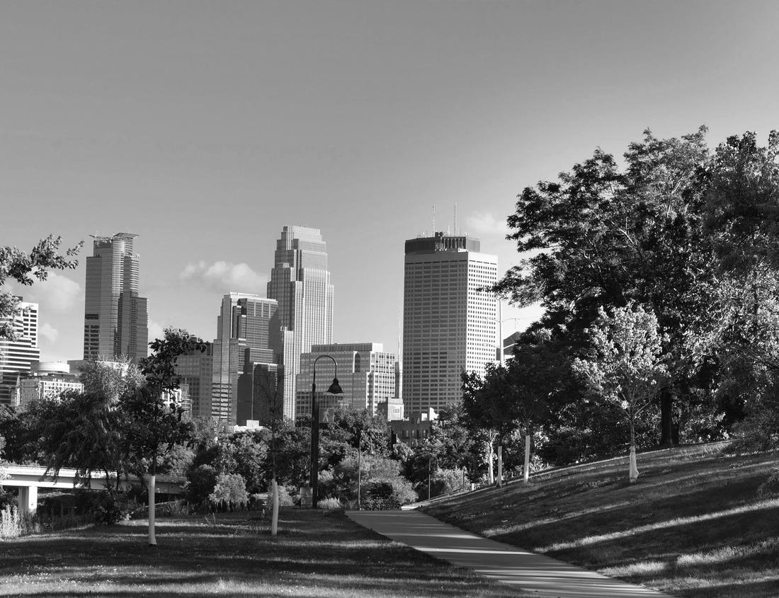 Noah Jigsaw Puzzle Akron, Ohio, USA downtown skyline at dusk in black white 1000 pieces