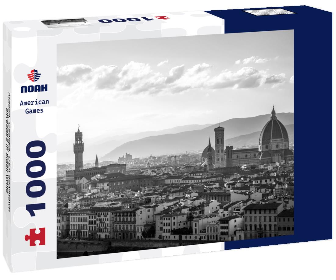 Noah Jigsaw Puzzle Macon, Georgia, USA downtown cityscape in black white 1000 pieces