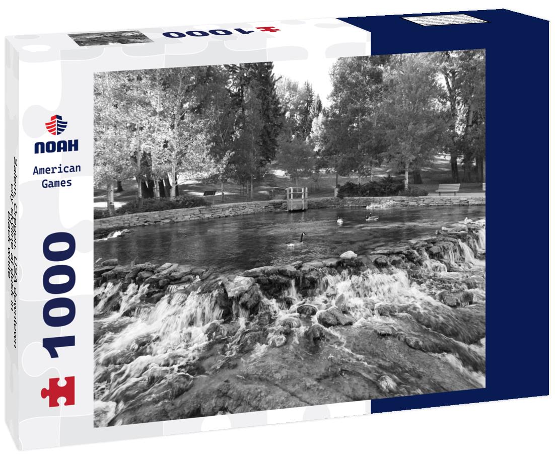 Noah Jigsaw Puzzle Salem, Oregon, USA downtown city skyline at dusk in black white 1000 pieces
