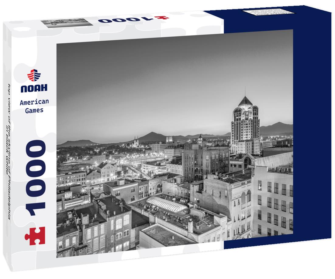 Noah Jigsaw Puzzle top view of the skyline of Philadelphia in black white 1000 pieces