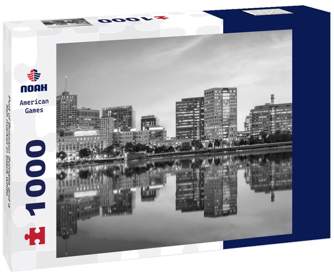 Noah Jigsaw Puzzle Port of Bossaso Somalia and a fish market in black white 1000 pieces