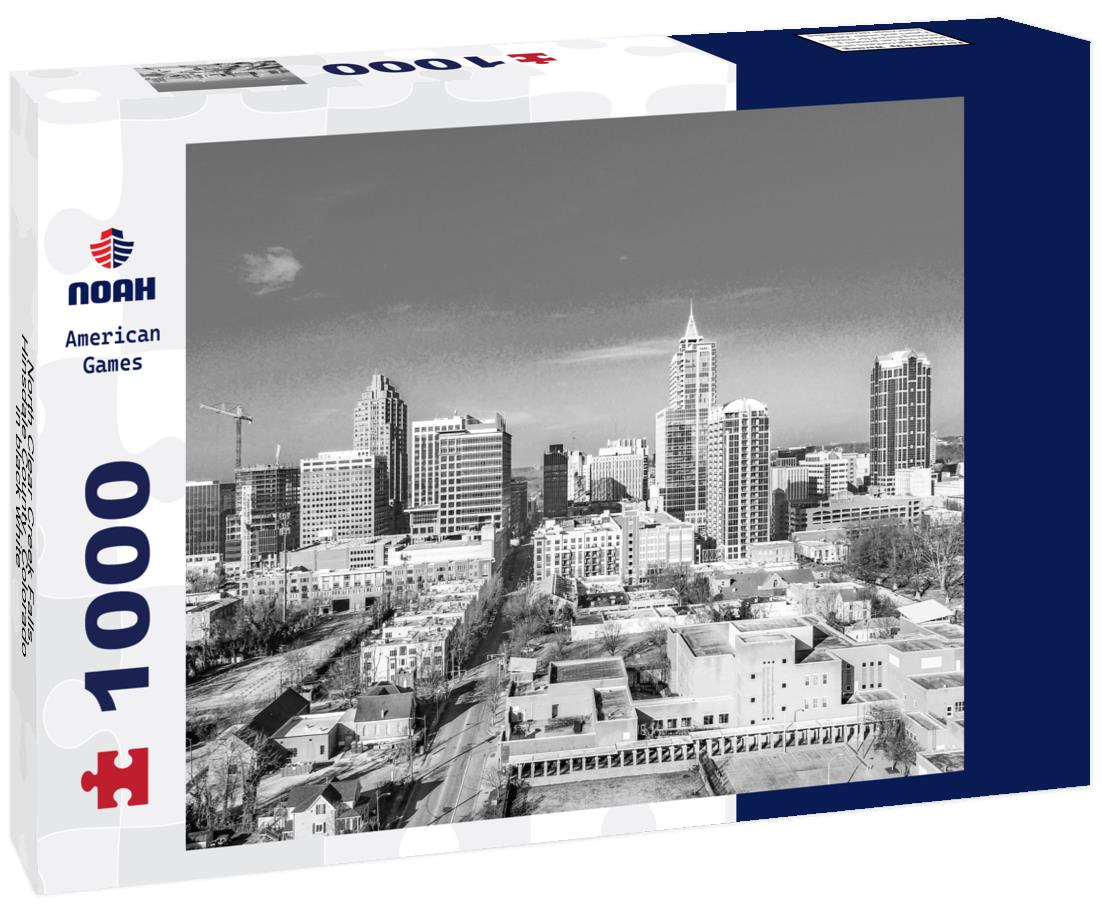 Aerial view of Downtown Raleigh, North Carolina, USA, Skyline. 1000pc PuzzleBlack and White