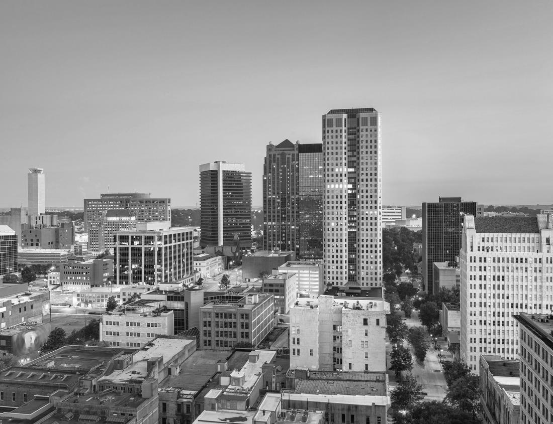 Noah Jigsaw Puzzle The downtown city skyline of Birmingham is captured at twilight, Alabama, USA. in black white 1000 pieces