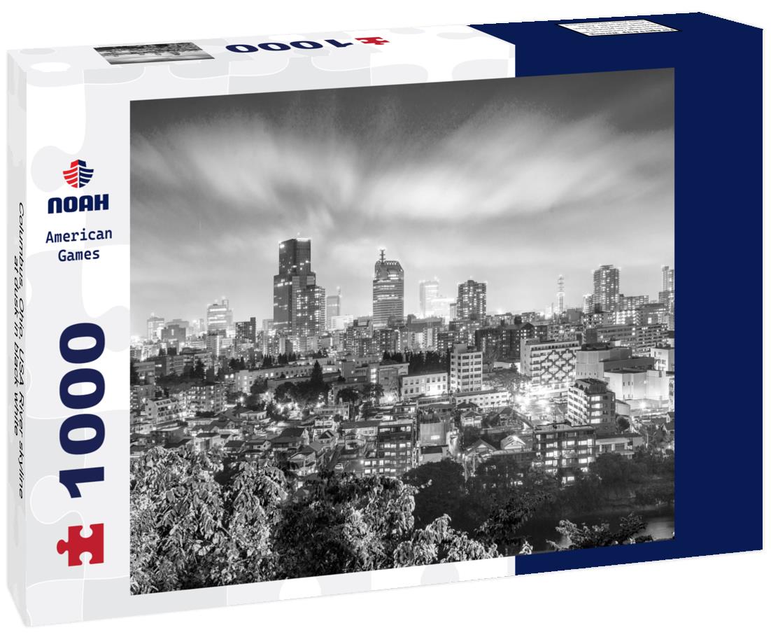 Noah Jigsaw Puzzle Columbus, Ohio, USA River skyline at dusk in black white 1000 pieces