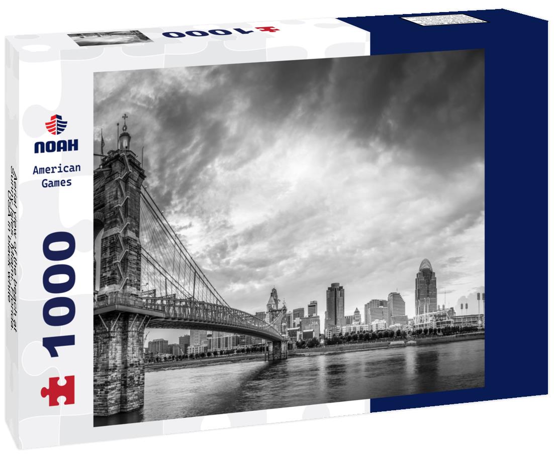 Noah Jigsaw Puzzle Aerial view of the beach at Sunny Isles. Miami. Florida. USA in black white 1000 pieces