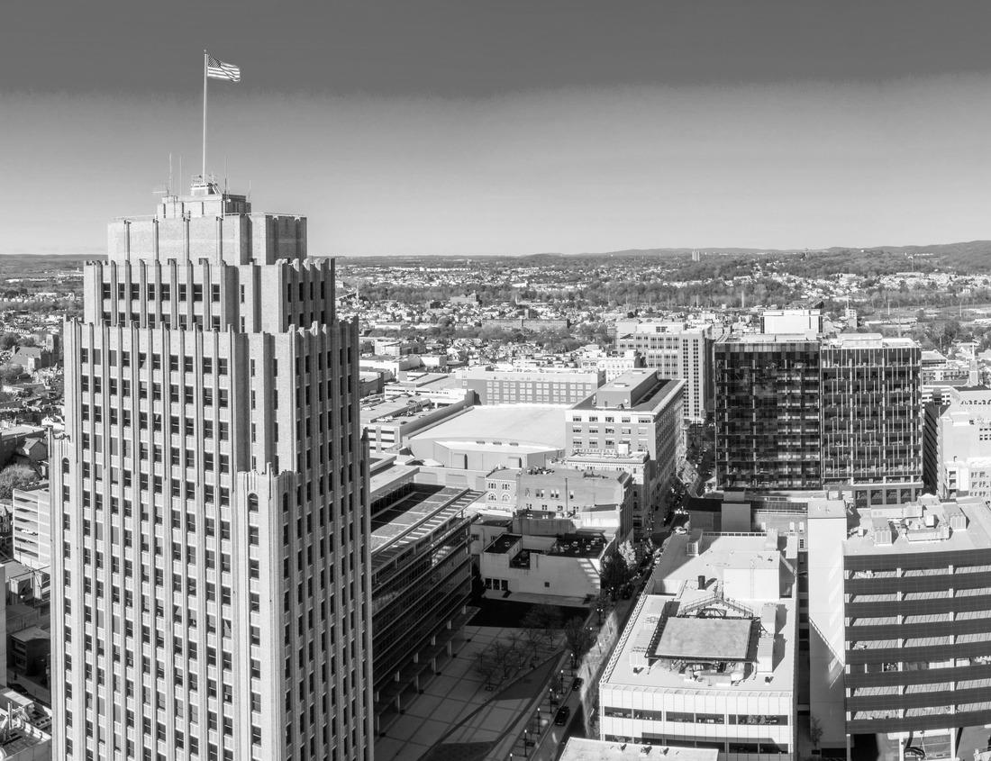 Noah Jigsaw Puzzle Denver, Colorado, USA downtown city skyline at dawn in black white 1000 pieces