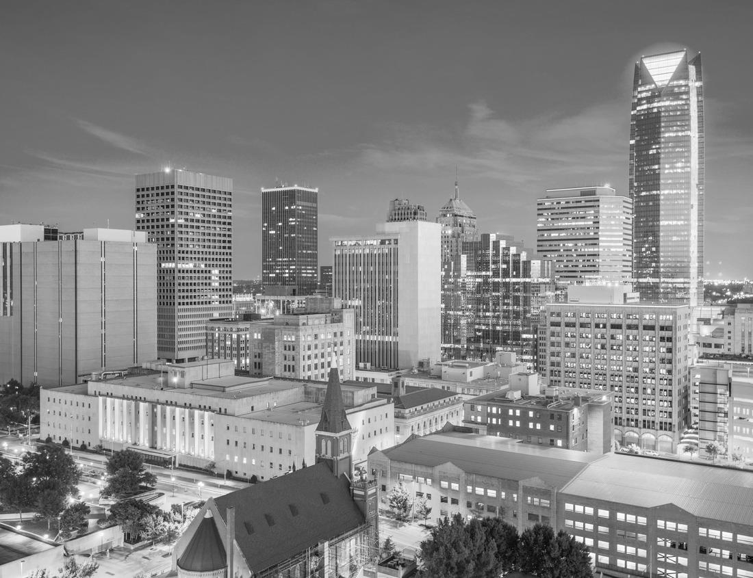 Noah Jigsaw Puzzle The downtown skyline of Oklahoma City is captured at twilight, Oklahoma, USA. in black white 1000 pieces