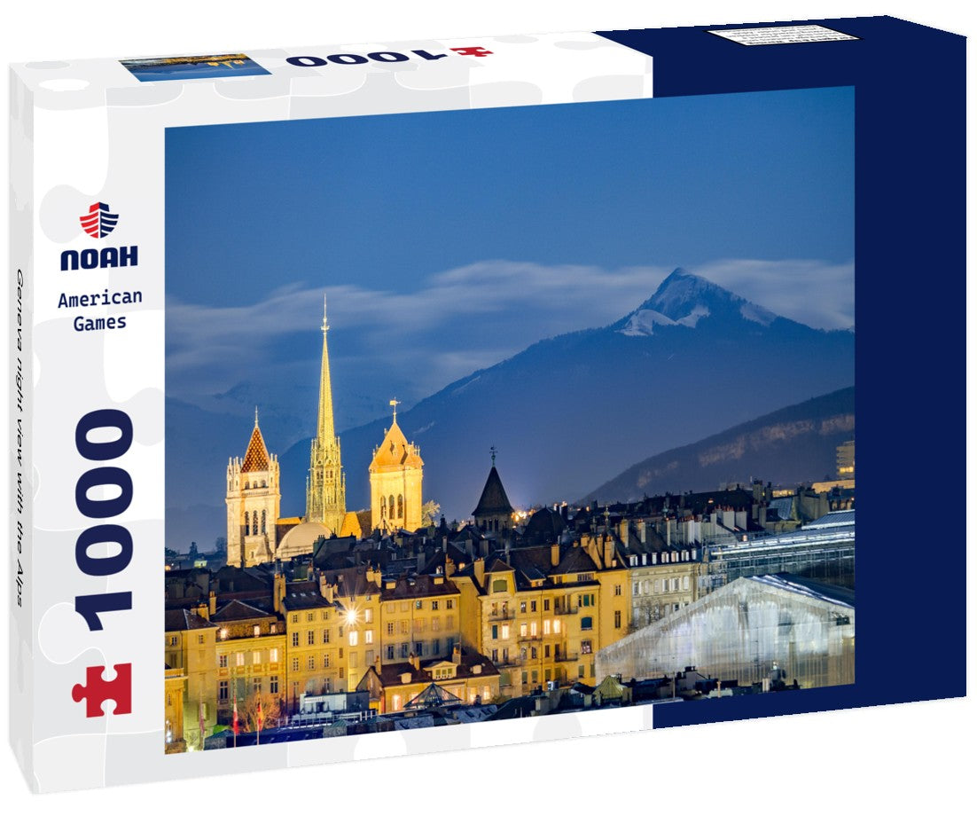 Noah Jigsaw Puzzle Geneva night view with the Alps 1000 pieces