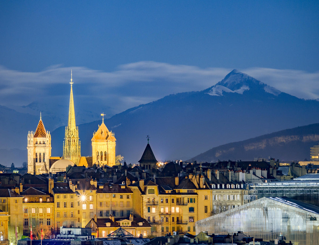 Noah Jigsaw Puzzle Geneva night view with the Alps 1000 pieces