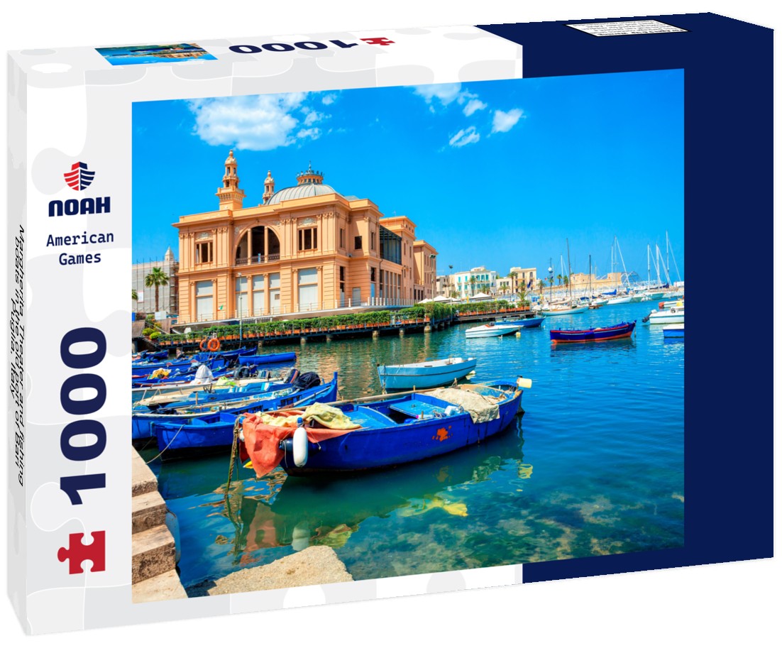 Noah Jigsaw Puzzle Margherita Theater and fishing boats in the old port of Bari, Puglia, Italy 1000 pieces