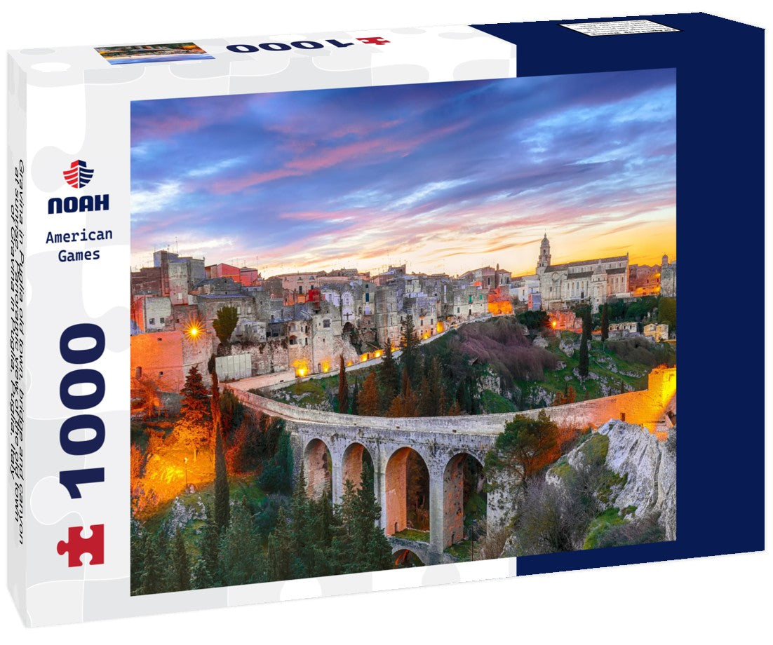 Noah Jigsaw Puzzle Gravina in Puglia old town, bridge and canyon at sunrise. Panoramic view of the old town of Gravina in Puglia, Puglia, Italy 1000 pieces