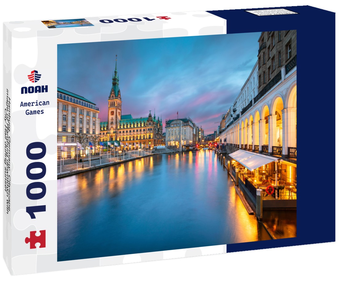 Noah Jigsaw Puzzle Hamburg, Germany. Cityscape image of Hamburg downtown with City Hall during sunset 1000 pieces