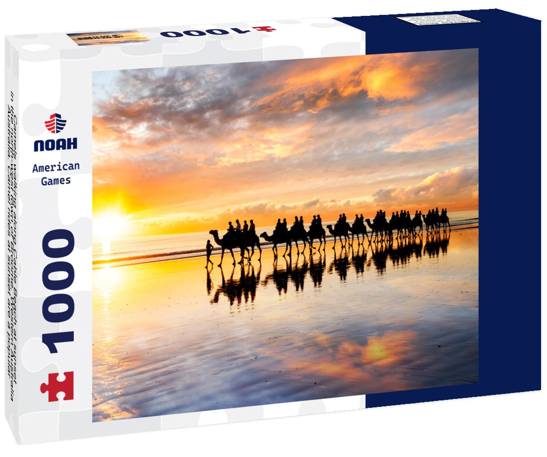 Noah Jigsaw Puzzle Camels walking along Cable Beach at sunset in the north-west town of Broome, Western Australia, Australia. Camel rides at sunset are a popular tourist activity in Broome 1000 pieces