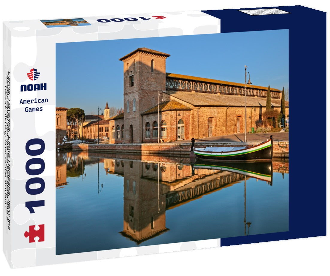 Noah Jigsaw Puzzle Cervia, Ravenna, Emilia Romagna, Italy: the harbor canal with the old salt store and a historic fishing boat of the Adriatic 1000 pieces