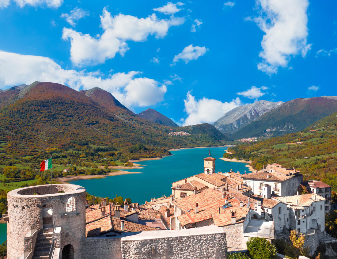 Noah Jigsaw Puzzle National Park of Abruzzo, Lazio and Molise (Italy) - The autumn with foliage in the italian mountain natural reserve, with little towns, wild animals like deer, Barrea Lake, Camosciara, Forca d'Acero 1000 pieces